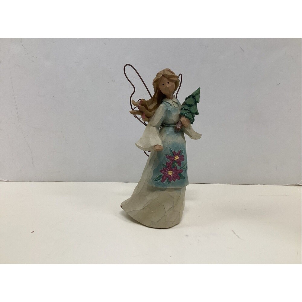 ganz wooden Christmas angel carved holding tree